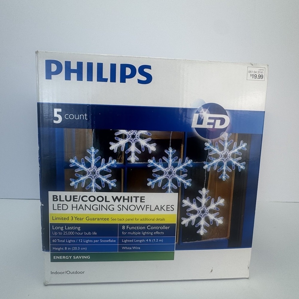PHILIPS 2011 CHRISTMAS SNOWLAKES LED STRING LIGHT SHOW~TWINKLE FADING 8 FUNCTION
